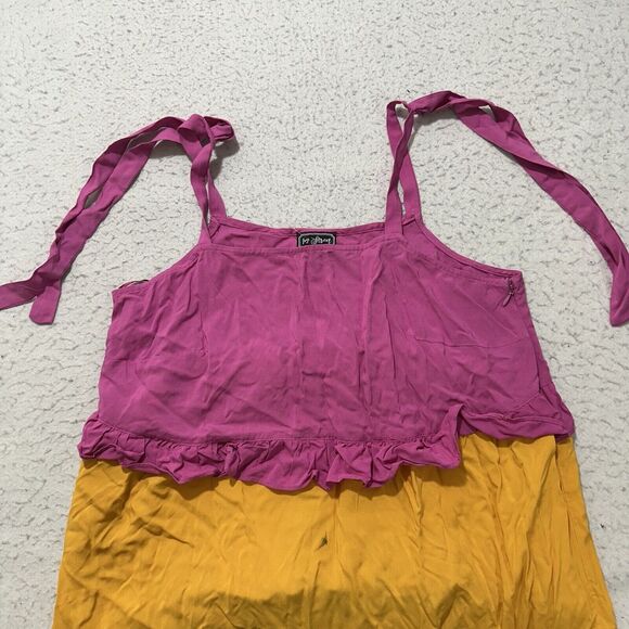 Ivy Street Women's Plus Size 1X Pink Colorful Tiered Maxi Sundress Sleeveless - Picture 2 of 16